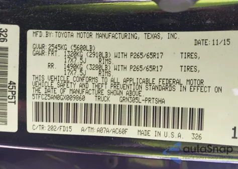 2016 Toyota Tacoma Trd Sport from USA, damaged, VIN 5TFCZ5AN0GX009860